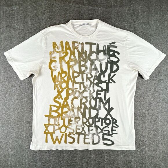 Marithe Francois Girbaud Graphic T-Shirt Mens Sz 2XL Paris NYC Spellout Y2K READ - Picture 1 of 10